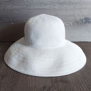 Scala Women's Knitted Poly Straw Big Brim Hat White One Size